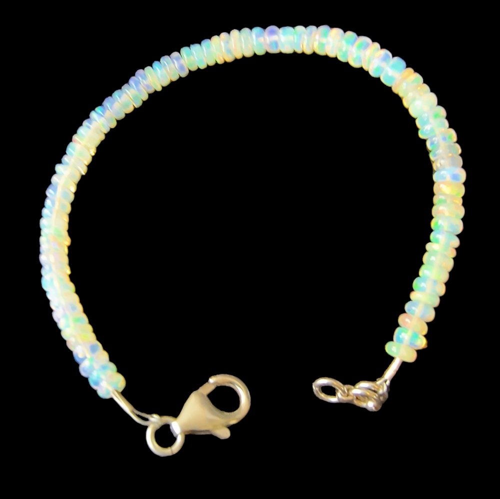 Natural Ethiopian Opal & Sterling Silver gold plated Bracelet - Picture 2 of 10